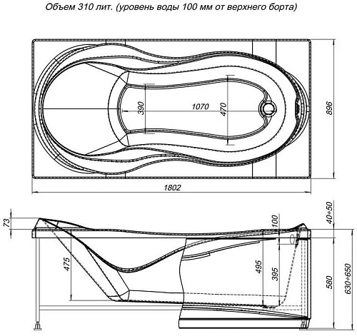 Акриловая ванна Aquanet Grenada 180x90 00203973 Акриловая ванна Aquanet Grenada 180x90 00203973