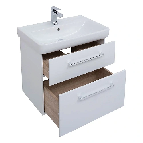 Тумба под раковину DREJA Q MAX, 60 см, подвесная, 2 ящика, белый глянец 77.0003W Тумба под раковину DREJA Q MAX, 60 см, подвесная, 2 ящика, белый глянец 77.0003W