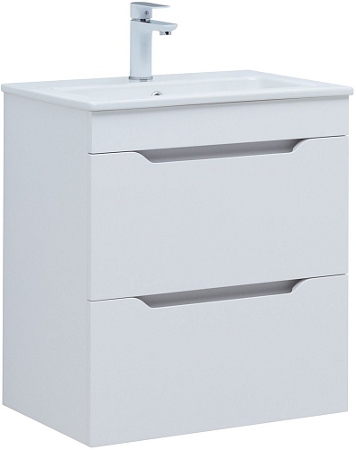 Тумба под раковину Aquanet Практика 60 белый матовый 2 ящика 00330457 напольная/подвесная Тумба под раковину Aquanet Практика 60 белый матовый 2 ящика 00330457 напольная/подвесная
