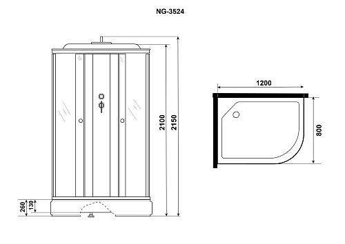 Душевая кабина Niagara Eco E120/80/26L/TN (1200х800х2150) E120/80/26L/TN Душевая кабина Niagara Eco E120/80/26L/TN (1200х800х2150) E120/80/26L/TN