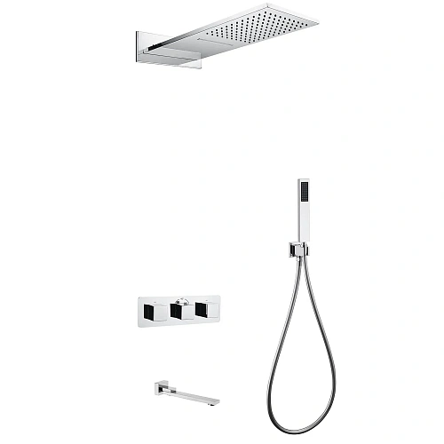 Душевая система ABBER Daheim AF8253 скрытого монтажа с изливом, термостат, хром Душевая система ABBER Daheim AF8253 скрытого монтажа с изливом, термостат, хром