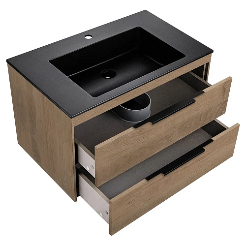 Тумба под раковину Vincea Chiara 2D 800 подвесная, 2 выкатных ящика soft-close, N.Oak VMC-2C2800NO Тумба под раковину Vincea Chiara 2D 800 подвесная, 2 выкатных ящика soft-close, N.Oak VMC-2C2800NO