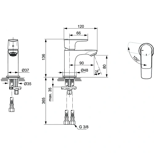 Смеситель для раковины Ideal Standard CONNECT AIR A7019AA Смеситель для раковины Ideal Standard CONNECT AIR A7019AA
