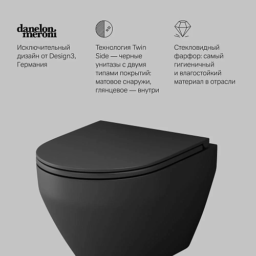 Унитаз подвесной AM.PM Spirit V2.0 C701700MBSC FlashClean с сиденьем микролифт, черный матовый Унитаз подвесной AM.PM Spirit V2.0 C701700MBSC FlashClean с сиденьем микролифт, черный матовый