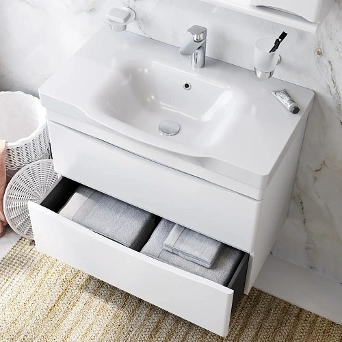 Комплект мебели AM.PM Like 80 BK80GE белый, со смесителем для раковины и аксессуарами Комплект мебели AM.PM Like 80 BK80GE белый, со смесителем для раковины и аксессуарами