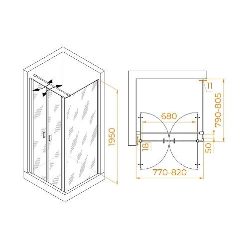 Душевой уголок RGW PA-134B (PA-104B+Z-050-2B+O-104B) 800x800 мм 060813488-014 черный Easy Clean Душевой уголок RGW PA-134B (PA-104B+Z-050-2B+O-104B) 800x800 мм 060813488-014 черный Easy Clean