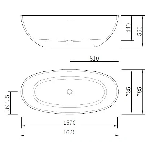 Ванна отдельностоящая NTBagno NT308 1620 из искусственного камня Ванна отдельностоящая NTBagno NT308 1620 из искусственного камня
