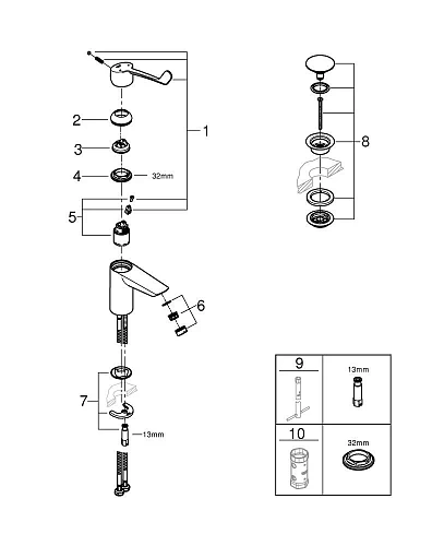 Смеситель для раковины GROHE Eurosmart S-Size (23982003) Смеситель для раковины GROHE Eurosmart S-Size (23982003)