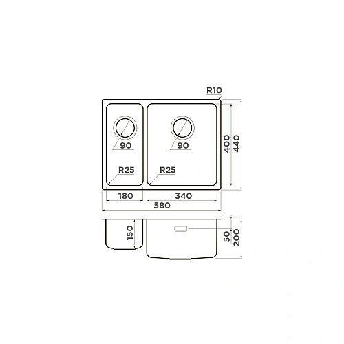 Кухонная мойка Omoikiri Tadzava 58-2-U/I-IN-R нерж.сталь/нержавеющая сталь 4993773 Кухонная мойка Omoikiri Tadzava 58-2-U/I-IN-R нерж.сталь/нержавеющая сталь 4993773