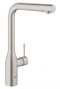 Смеситель для кухни GROHE Essence+ с высоким изливом и выдвижной лейкой, суперсталь (30270DC0)