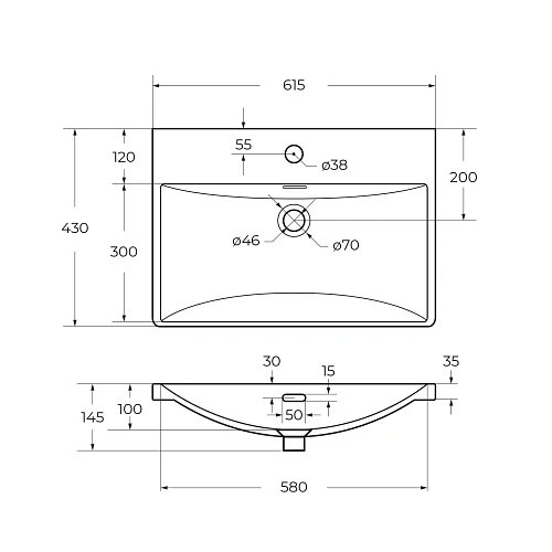 Раковина BelBagno BB-8076-3-60 610x430 Раковина BelBagno BB-8076-3-60 610x430