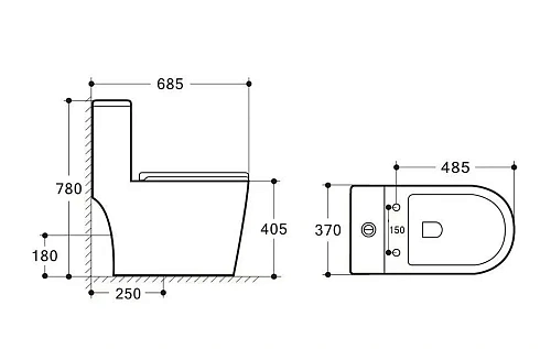 Унитаз напольный Aquatek ПОЛАРИС AQ2817T-00 685x370x780 безободковый, крышка-сиденье микролифт Унитаз напольный Aquatek ПОЛАРИС AQ2817T-00 685x370x780 безободковый, крышка-сиденье микролифт