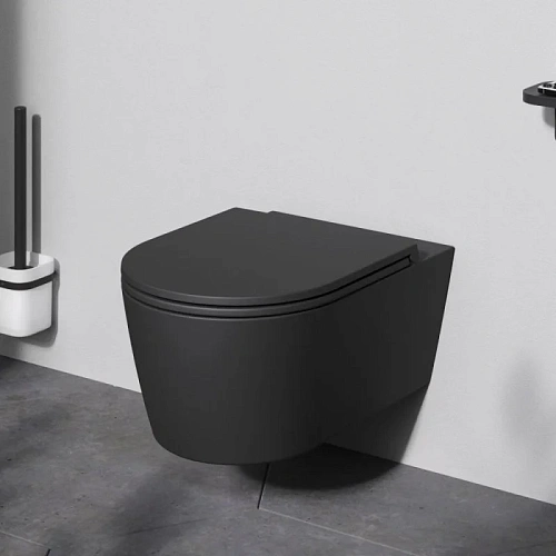 Унитаз подвесной AM.PM Func C8F1701MBSC FlashClean с сиденьем микролифт, черный матовый Унитаз подвесной AM.PM Func C8F1701MBSC FlashClean с сиденьем микролифт, черный матовый