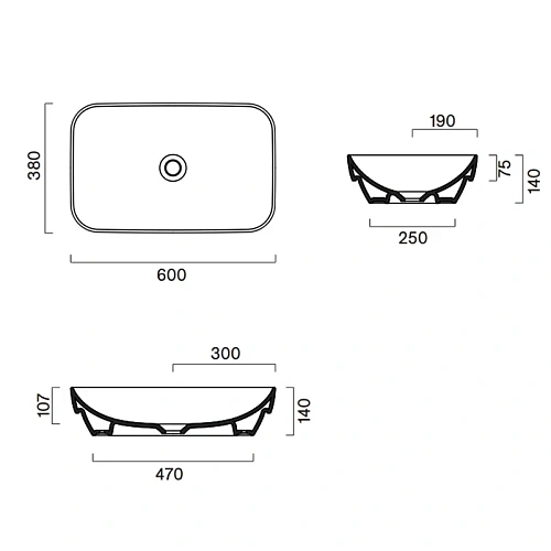 Раковина Catalano Green 0424600001 60x38 встраиваемая, белый глянцевый Раковина Catalano Green 0424600001 60x38 встраиваемая, белый глянцевый