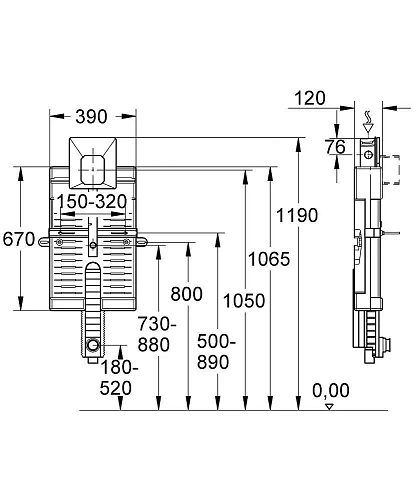 Инсталляция для писсуара GROHE Uniset (38785000) для ИК-панелей смыва Инсталляция для писсуара GROHE Uniset (38785000) для ИК-панелей смыва