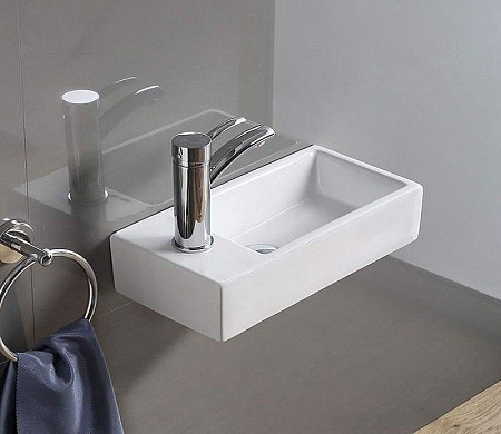 Раковина CeramaLux 9048DR накладная/подвесная, белый