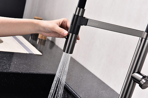 Смеситель для кухни Paulmark LEADER вороненая сталь Le214101-GM Смеситель для кухни Paulmark LEADER вороненая сталь Le214101-GM