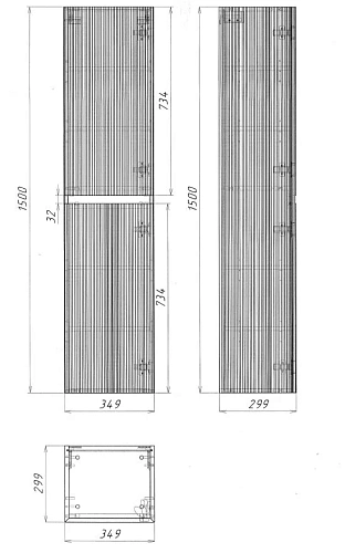 Шкаф-пенал Vincea Welle VSC-2WL150MW подвесной, 1500x350x300, белый матовый софт-тач Шкаф-пенал Vincea Welle VSC-2WL150MW подвесной, 1500x350x300, белый матовый софт-тач