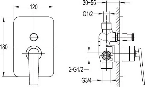 Смеситель для душа CEZARES BADEN-F-VDIM-01 Смеситель для душа CEZARES BADEN-F-VDIM-01