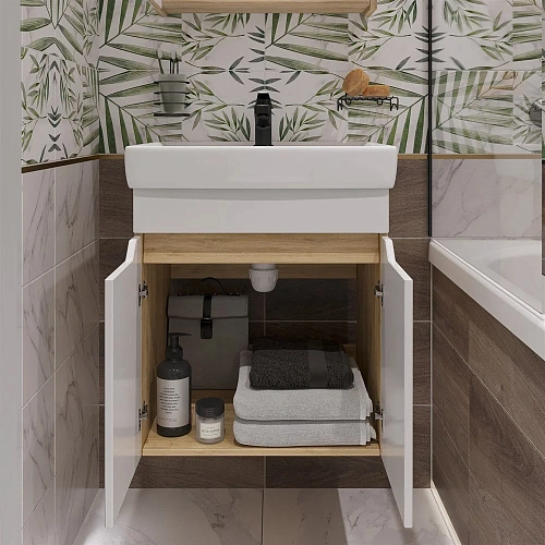 Тумба с раковиной DIWO Архангельск 50 дуб сонома, подвесная 569688 Тумба с раковиной DIWO Архангельск 50 дуб сонома, подвесная 569688