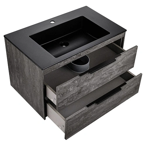 Тумба под раковину Vincea Chiara 2D 800 подвесная, 2 выкатных ящика soft-close, G.Stone VMC-2C2800GS Тумба под раковину Vincea Chiara 2D 800 подвесная, 2 выкатных ящика soft-close, G.Stone VMC-2C2800GS