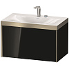 Картинка анонса товара «тумба с раковиной duravit xviu xv4610eb140p 80 см черный глянцевый»