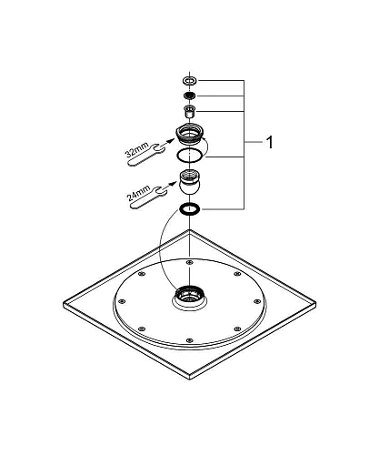 Верхний душ GROHE Rainshower F-series, 254х254 мм, шаровый шарнир, хром (27271000) Верхний душ GROHE Rainshower F-series, 254х254 мм, шаровый шарнир, хром (27271000)