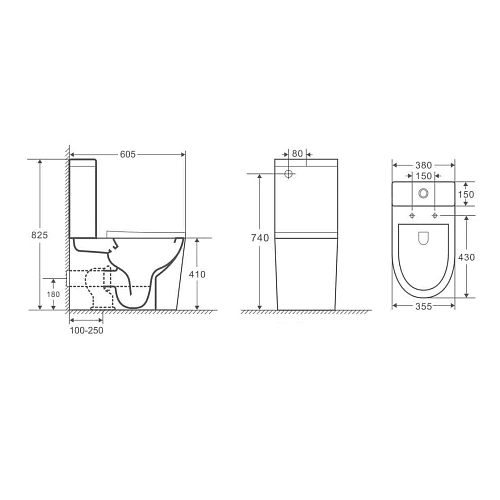 Унитаз напольный GROSSMAN GR-4450BMSQ 60,5x38x82,5 черный матовый, безободковый, торнадо с тонкой крышкой Унитаз напольный GROSSMAN GR-4450BMSQ 60,5x38x82,5 черный матовый, безободковый, торнадо с тонкой крышкой