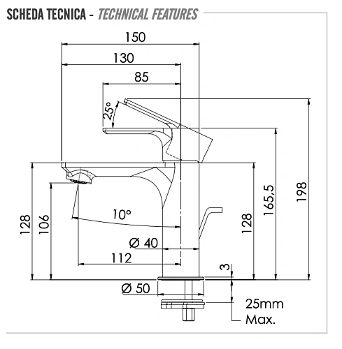 Смеситель для раковины Remer Energy EY10 Смеситель для раковины Remer Energy EY10