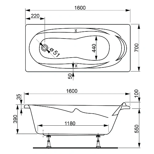 Акриловая ванна VAGNERPLAST KLEOPATRA 160x70 VPBA167KLE2X-04 Акриловая ванна VAGNERPLAST KLEOPATRA 160x70 VPBA167KLE2X-04