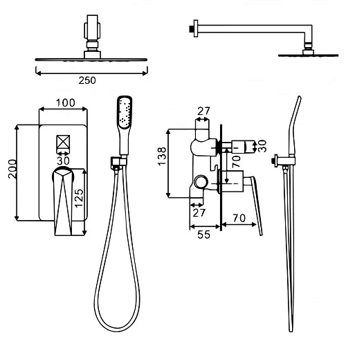 Душевая система Boheme Venturo золото 384 встраиваемая Душевая система Boheme Venturo золото 384 встраиваемая