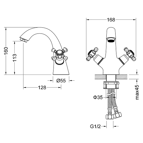 Смеситель для раковины Timo Nelson 1911/03F черный Смеситель для раковины Timo Nelson 1911/03F черный