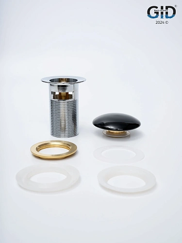 Донный клапан Gid с переливом Bl100-1 72202K черный глянцевый 7x7x10 Донный клапан Gid с переливом Bl100-1 72202K черный глянцевый 7x7x10