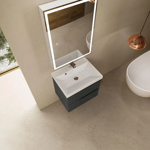 Тумба под раковину AQUAme AQM900360GM S3 подвесная 60 см антрацит Тумба под раковину AQUAme AQM900360GM S3 подвесная 60 см антрацит