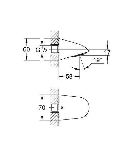Верхний душ GROHE Relexa Ultra, диаметр 50 мм, хром (28002000) Верхний душ GROHE Relexa Ultra, диаметр 50 мм, хром (28002000)