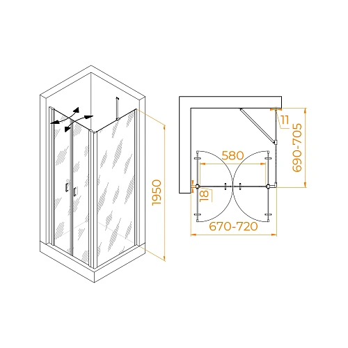 Душевой уголок RGW PA-134B (PA-104B+Z-050-2B+O-204B) 700x700 мм 060814477-14 черный Easy Clean Душевой уголок RGW PA-134B (PA-104B+Z-050-2B+O-204B) 700x700 мм 060814477-14 черный Easy Clean