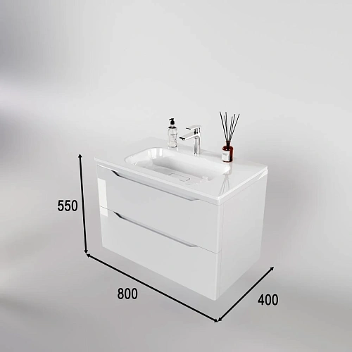 Тумба под раковину Style Line Марелла 80 Люкс антискрейтч белый глянец, PLUS подвесная СС-00002411 Тумба под раковину Style Line Марелла 80 Люкс антискрейтч белый глянец, PLUS подвесная СС-00002411