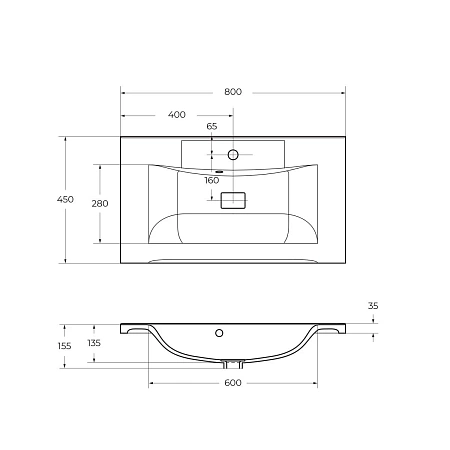 Раковина BelBagno BB800/450-LV-MR-PR 800x450 Раковина BelBagno BB800/450-LV-MR-PR 800x450