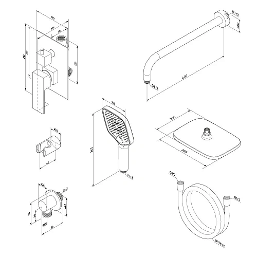 Душевая система Damixa Gala 953520000 встраиваемая хром Душевая система Damixa Gala 953520000 встраиваемая хром