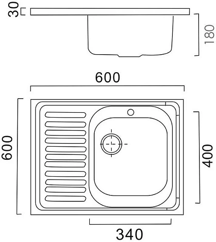 Кухонная мойка Haiba HB6060R-60, полированная сталь Кухонная мойка Haiba HB6060R-60, полированная сталь