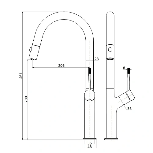 Смеситель для кухни AQUAme Cucina AQM9905MB с выдвижным изливом, с подключением к фильтру с питьевой водой, черный матовый Смеситель для кухни AQUAme Cucina AQM9905MB с выдвижным изливом, с подключением к фильтру с питьевой водой, черный матовый