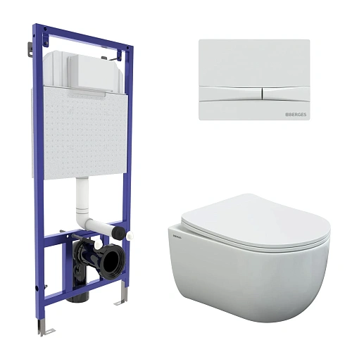 Комплект инсталляции BERGES NOVUM с клавишей смыва белая F1, унитазом VENTAS и сиденьем Ventas Slim SO 043310 Комплект инсталляции BERGES NOVUM с клавишей смыва белая F1, унитазом VENTAS и сиденьем Ventas Slim SO 043310