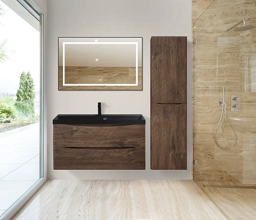 Зеркало BelBagno SPC-KRAFT-985-685-TCH-WARM-NERO 985x32x685 мм с подсветкой сенсорным выключателем и подогревом Зеркало BelBagno SPC-KRAFT-985-685-TCH-WARM-NERO 985x32x685 мм с подсветкой сенсорным выключателем и подогревом