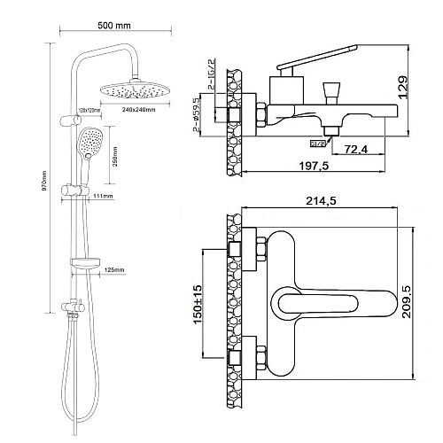 Душевая система Agger Beauty A2695000 с изливом, хром Душевая система Agger Beauty A2695000 с изливом, хром