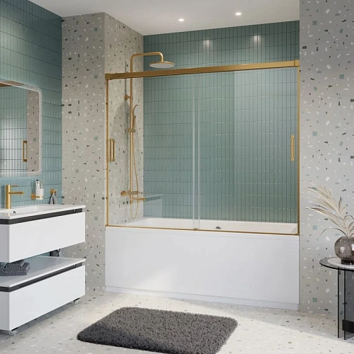 Шторка на ванну CEZARES TANDEM-SOFT-VF-2-180/145-C-BORO-IV цвет профиля брашированное золото стекло прозрачное Шторка на ванну CEZARES TANDEM-SOFT-VF-2-180/145-C-BORO-IV цвет профиля брашированное золото стекло прозрачное