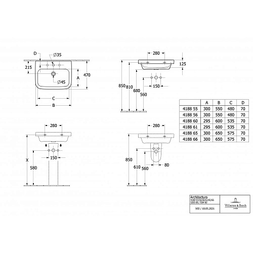 Раковина Villeroy & Boch Architectura 47 x 55 см 41885501 Раковина Villeroy & Boch Architectura 47 x 55 см 41885501