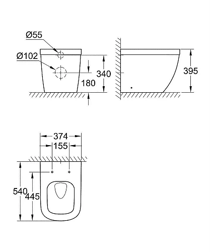 Унитаз приставной GROHE Euro Ceramic (без сиденья), альпин-белый (39339000) Унитаз приставной GROHE Euro Ceramic (без сиденья), альпин-белый (39339000)