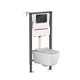 Картинка анонса товара «комплект унитаза ceramica nova new day rimless cn3005_121001mb с инсталляцией balance и клавишей смыва circle, черный матовый»