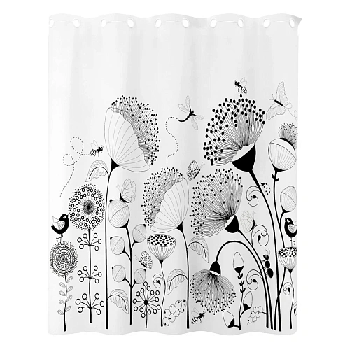 Штора для ванны WasserKRAFT Dill SC-39102 черный/белый Штора для ванны WasserKRAFT Dill SC-39102 черный/белый