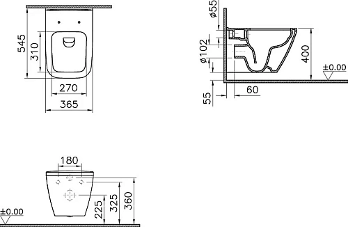 Комплект унитаза с инсталляцией Vitra Integra Square 9856B003-7206 сиденье микролифт, клавиша смыва Комплект унитаза с инсталляцией Vitra Integra Square 9856B003-7206 сиденье микролифт, клавиша смыва